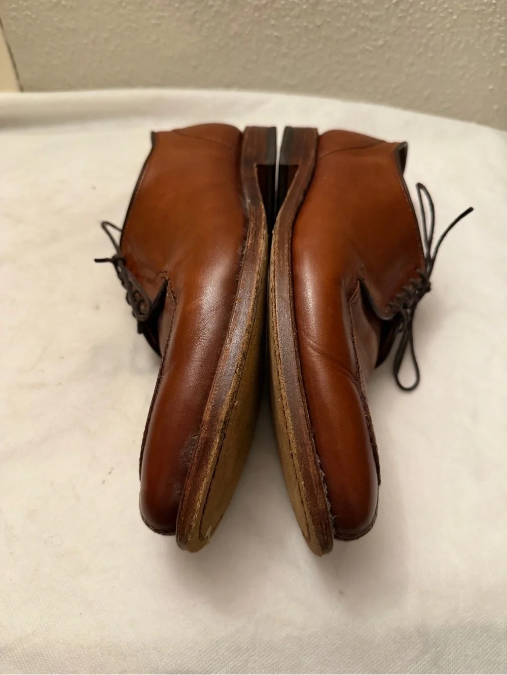 Allen Edmonds Cognac Brown Leather Split-Toe Derby Shoes, pre-owned, SZ9.5